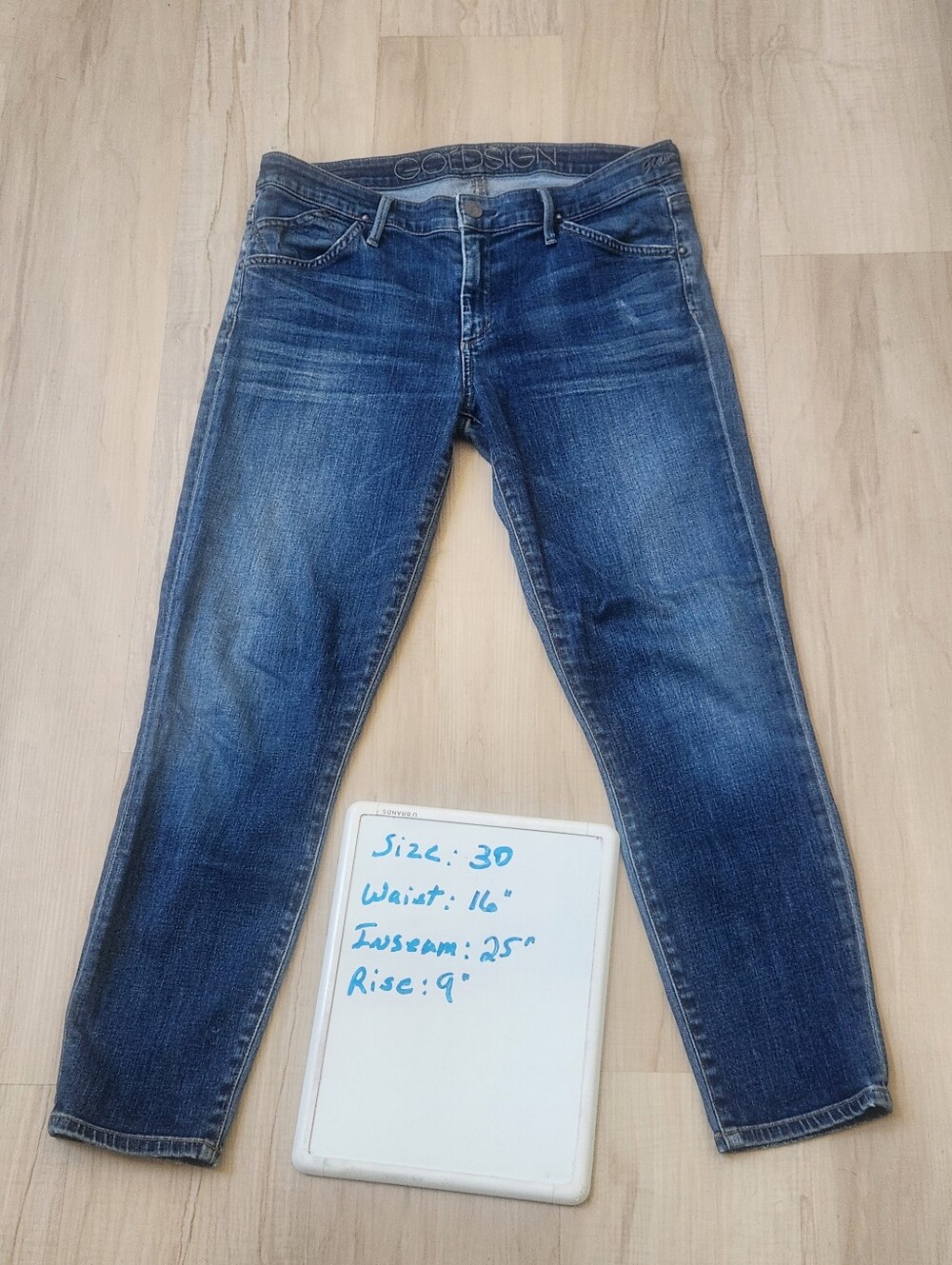 Goldsign Dark Blue Cropped Slim Jeans